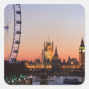 Sticker Carré Chambres du Parlement et le London Eye