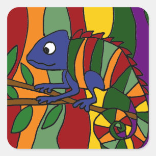 Sticker Carré Chameleon coloré Abstrait