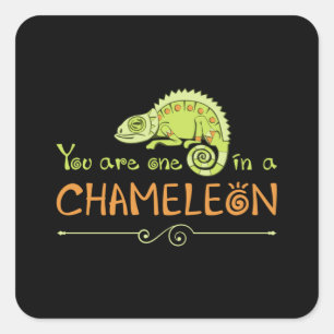 Sticker Carré Chameleon Lizard Reptile Gecko Dragon Drôle Cadeau