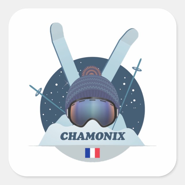 Sticker Carré Chamonix Station de ski (Devant)