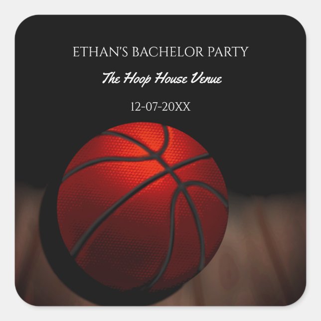 Sticker Carré Champ de basket-ball Bachelor / Anniversaire (Devant)