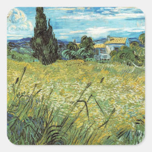 Sticker Carré Champ de blé vert Vincent van Gogh