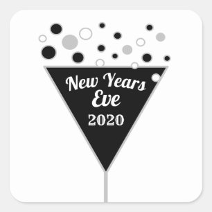 Sticker Carré Champagne d'argent, réveillon du Nouvel An