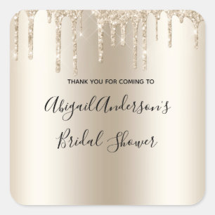 Sticker Carré Champagne Pailleté Coulant Mariage Glamour Tendanc