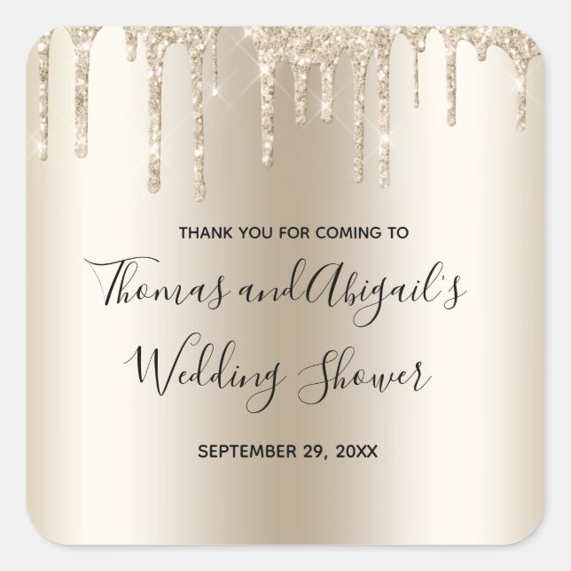 Sticker Carré Champagne Parties scintillant Drift Wedding shower (Devant)