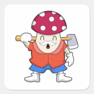 Sticker Carré Champignons en tant qu'agriculteur avec l'Ax