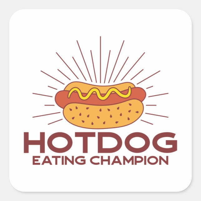 Sticker Carré Champion de la mangeoire Hotdog (Devant)