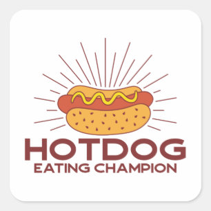 Sticker Carré Champion de la mangeoire Hotdog