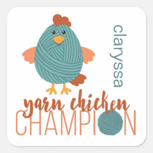 Sticker Carré Champion turquoise et rouille de poulet