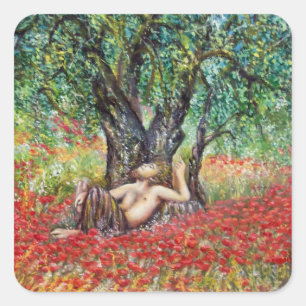 STICKER CARRÉ CHAMPS DE PAN, D'OLIVE ET DE POPPY