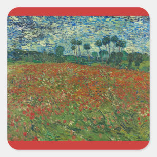 Sticker Carré Champs de pavot par Vincent Van Gogh