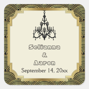 Sticker Carré Chandelier Art Déco seigaiha mariage Enregistrer l