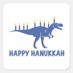 Sticker Carré Chandelle Dinosaur Menorah Hanoukka Dinosaur