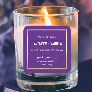 Sticker Carré Chandelle violette de cire de soja parfumée minima