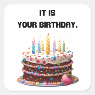 Sticker Carré Chandelles de gâteau d'anniversaire Personnalisé C