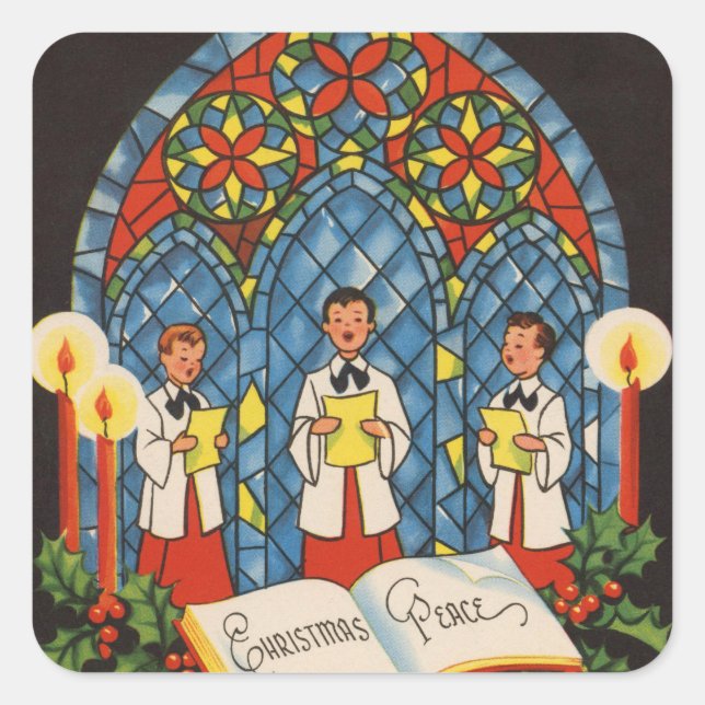 Sticker Carré Chandlelight Carols et fenêtre en verre tendu (Devant)