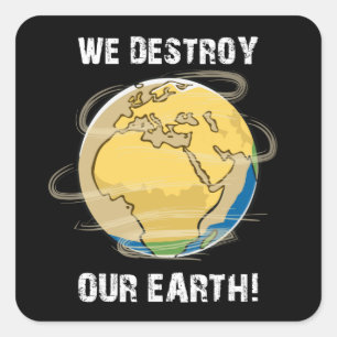 Sticker Carré Changement climatique Futur CO2 Planète Terre Idée