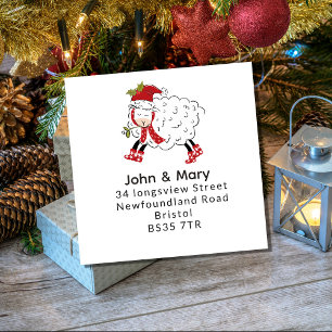Sticker Carré Changer d'étiquette d'adresse   Mouton de Noël / A