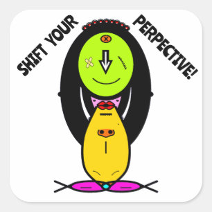 Sticker Carré Changez Votre Perspective Citation Drôle De Singe 