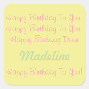 Sticker Carré Chanson d'anniversaire personnalisée par menthe