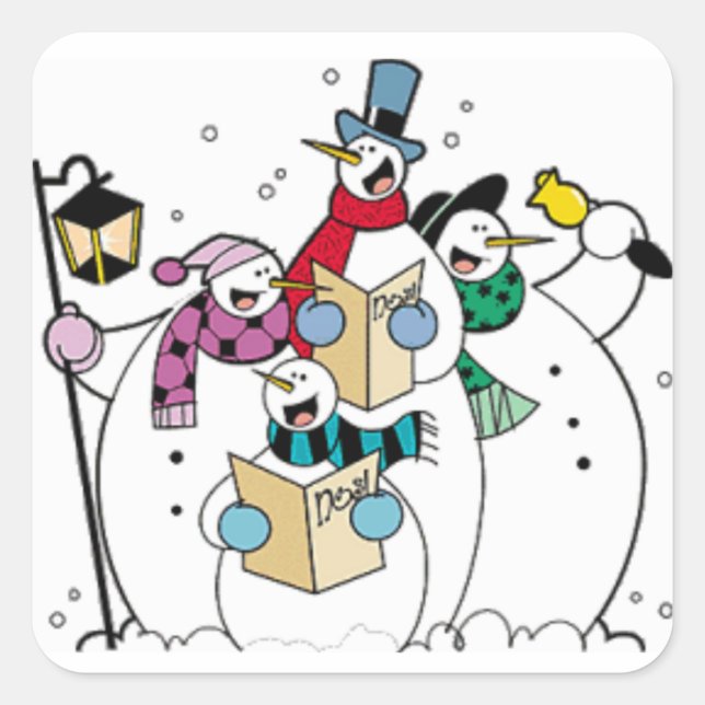 Sticker Carré Chant Carol Snowmen (Devant)