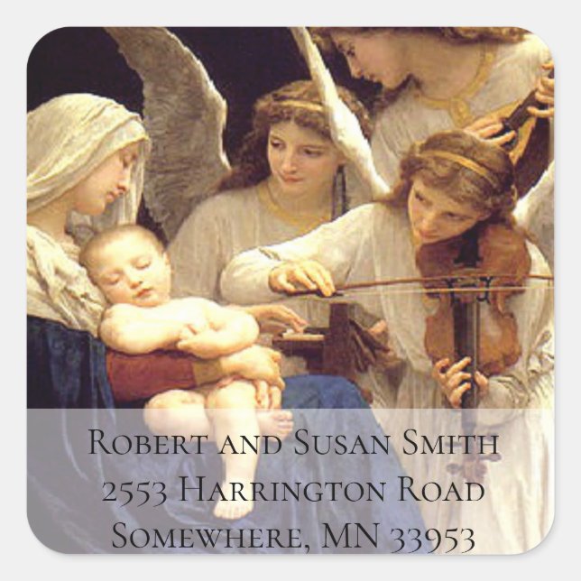 Sticker Carré Chant des Anges Religieux Béni Mère (Devant)