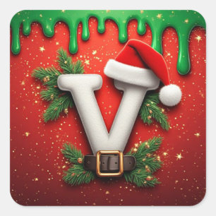 Sticker Carré Chapeau festif de Père Noël V pour décoration hive