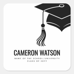Sticker Carré Chapeau minimaliste moderne et remise des diplômes