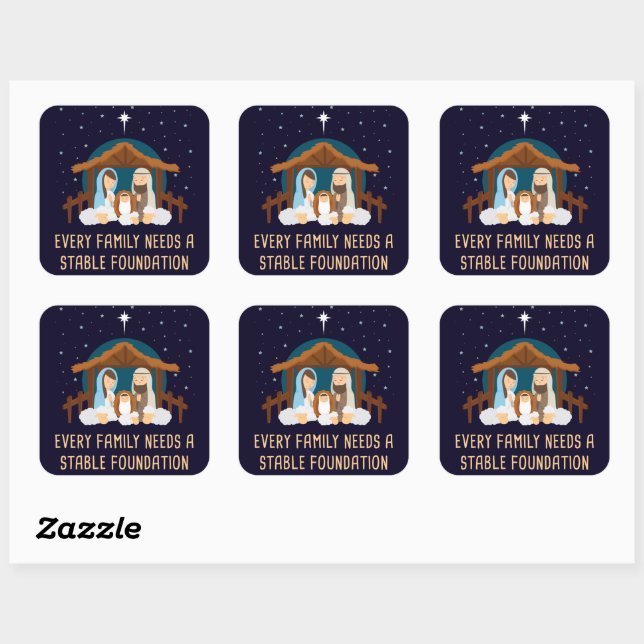 Sticker Carré Chaque famille a besoin d'une fondation stable - N (Feuille)