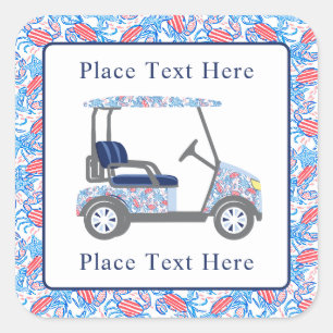 Sticker Carré Char crabe patriotique prépa Chariot de golf