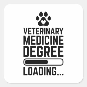 Sticker Carré Chargement d'un diplôme de médecine vétérinair