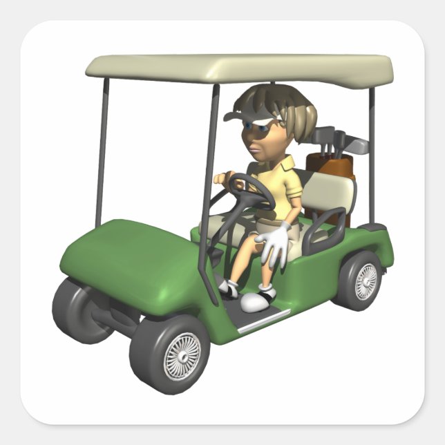 Sticker Carré Chariot de golfeur de femme (Devant)