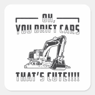 Sticker Carré Chariot d'excavateur de construction voitures de d