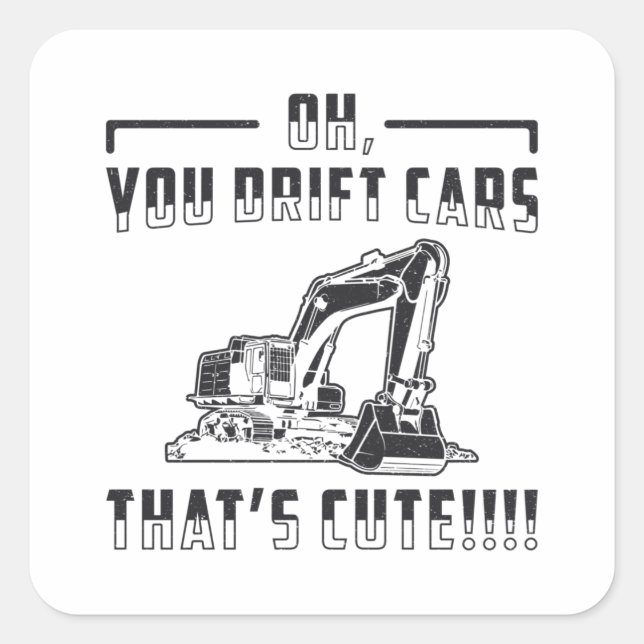 Sticker Carré Chariot d'excavateur de construction voitures de d (Devant)