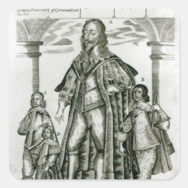Sticker Carré Charles I avec ses enfants (Devant)