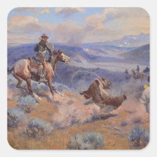 Sticker Carré Charles Marion Russell - Boucles Et Chevaux Rapide