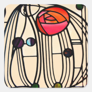 Sticker Carré Charles Rennie Mackintosh Vitrail