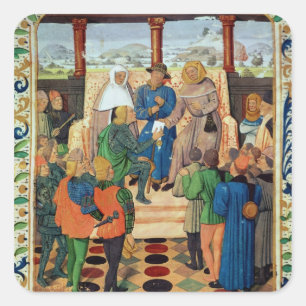 Sticker Carré Charles VII remet un document à Jeanne d'Arc