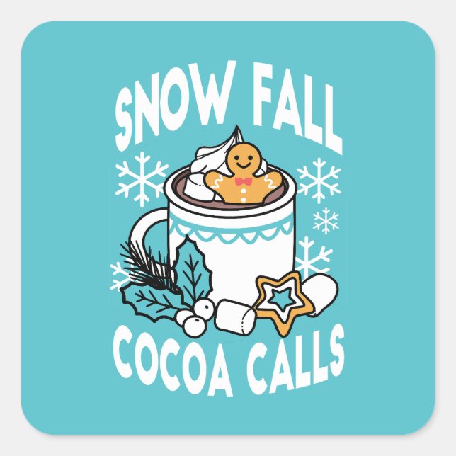Sticker Carré Charme d'hiver et cacao chaud - Appels de cacao d' (Devant)