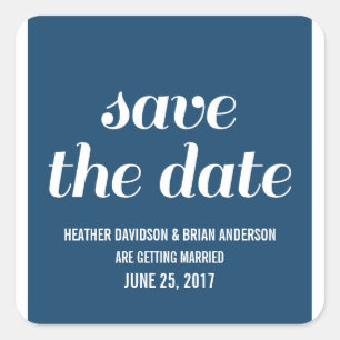 Sticker Carré Charme Enregistrer la date Stickers, Bleu foncé