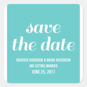 Sticker Carré Charme Enregistrer la date Stickers, Turquoise