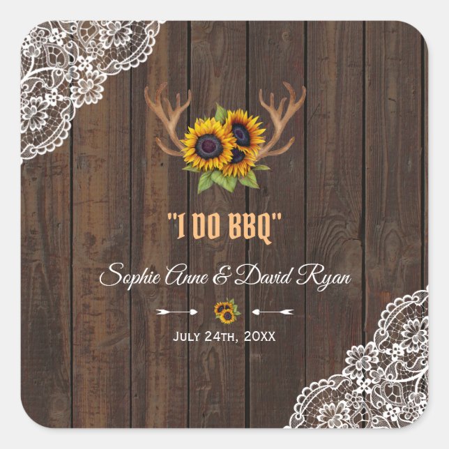 Sticker Carré Charme Fleurs de soleil rustiques Antlers Dentelle (Devant)