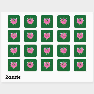 Sticker Carré Charming birthday monster