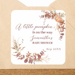 Sticker Carré Charming Neutral Autumn Little Pumpkin