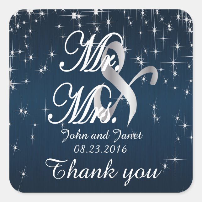 Sticker Carré Charming Star Struck Mariage | bleu marine (Devant)