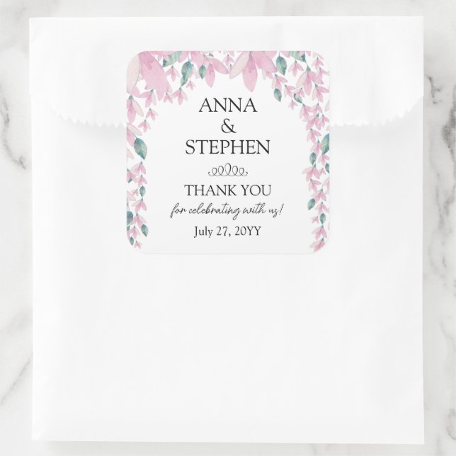 Sticker Carré Charming Wisteria Floral Mariage (Sac)