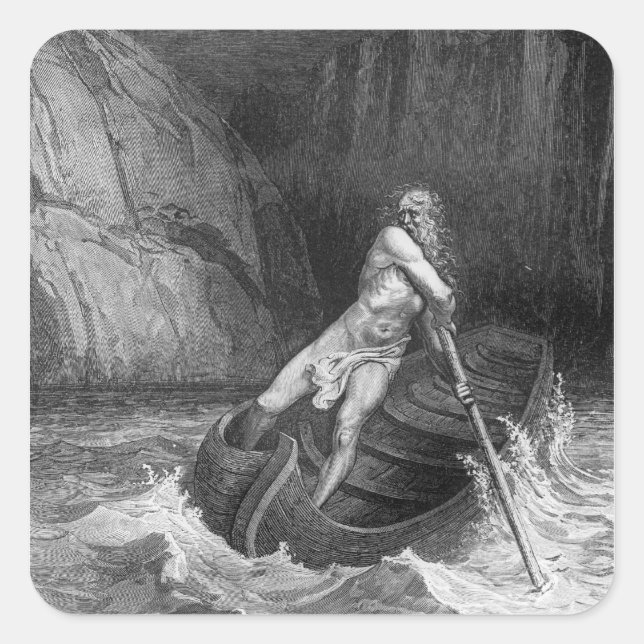 Sticker Carré Charon, le Ferryman de l'Enfer (Devant)