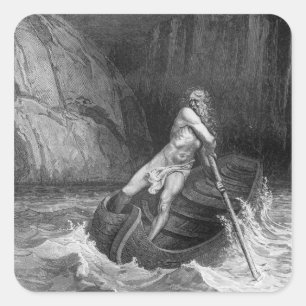 Sticker Carré Charon, le passeur de l'enfer