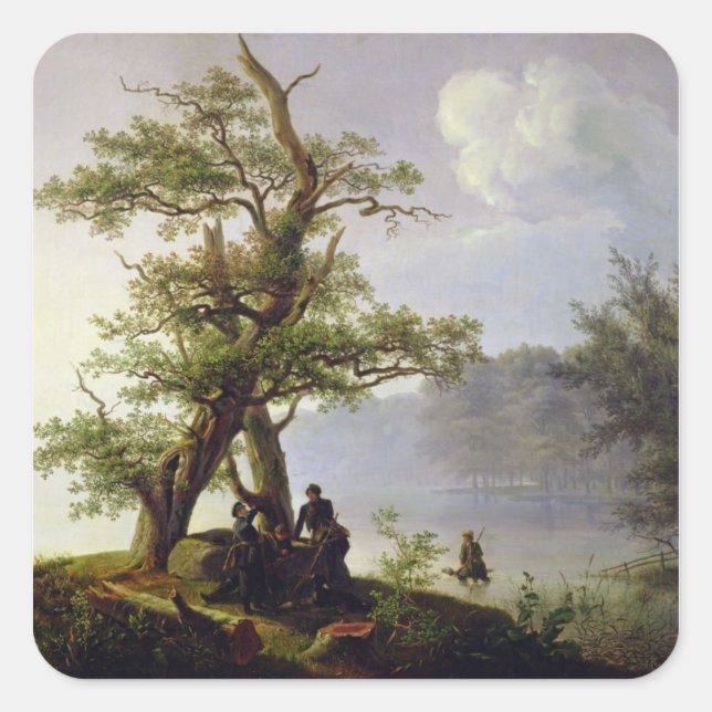 Sticker Carré Chasse à la sauvagine, 1828 (Devant)