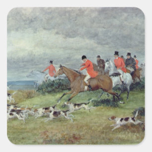 Sticker Carré Chasse au renard à Surrey, 19e siècle